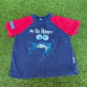 Vtg Sesame Street Cookie Monster‎ Toddler Shirt 2T Me So Hungry Raglan